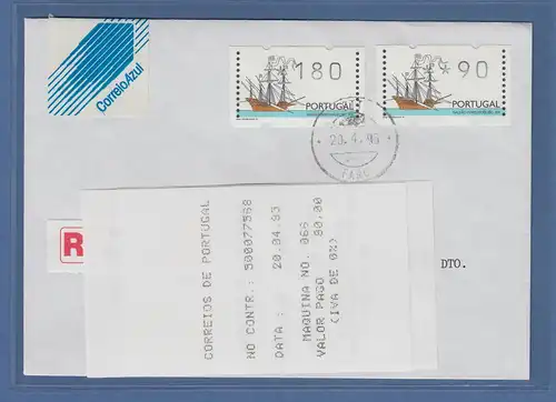 Portugal 1995 ATM Galeone Mi-Nr.10 Werte 180 und 90 auf R-FDC mit 2 ET-AQ 