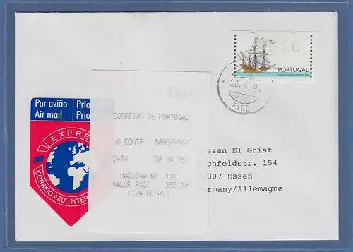 Portugal 1995 ATM Galeone Mi-Nr.10 Wert 350 auf Express-FDC mit ET-AQ 