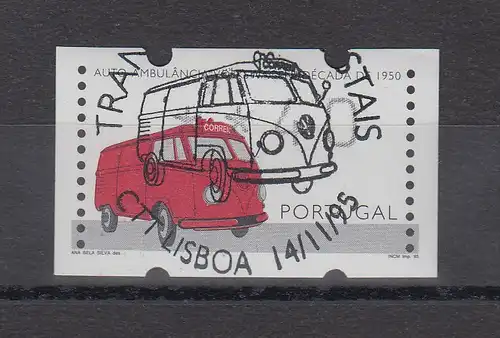 Portugal 1995 ATM VW-Rettungswagen Mi.-Nr. 12 Wert 40 mit ET-Sonder-O 