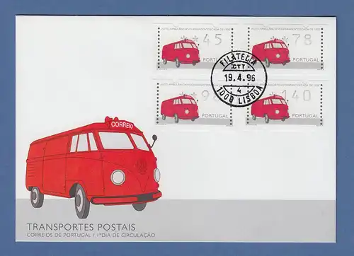 Portugal 1995 ATM VW-Rettungswagen Mi-Nr.12 Satz 45-78-98-140 Brief 19.4.96 