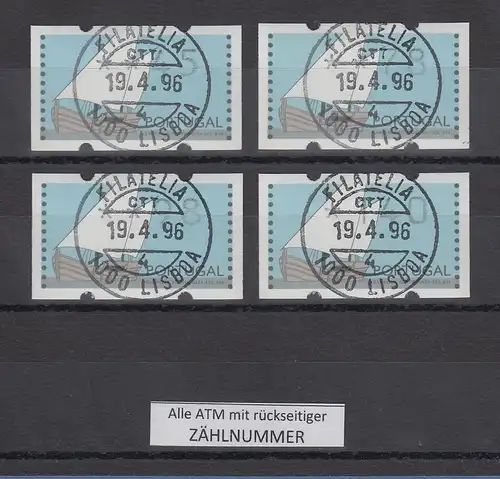 Portugal 1995 ATM Karavelle Mi.-Nr. 5 Satz 45-78-98-140 mit ZN, Voll-O 19.4.96