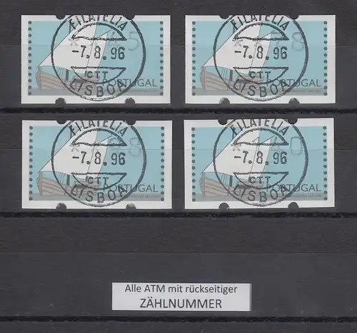 Portugal 1995 ATM Karavelle Mi.-Nr. 5 Satz 45-78-98-140 mit ZN, Voll-O 7.8.96