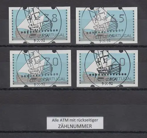 Portugal 1995 ATM Karavelle Mi.-Nr. 5 Satz 38-65-70-120 mit ET-So-O, alle mit ZN