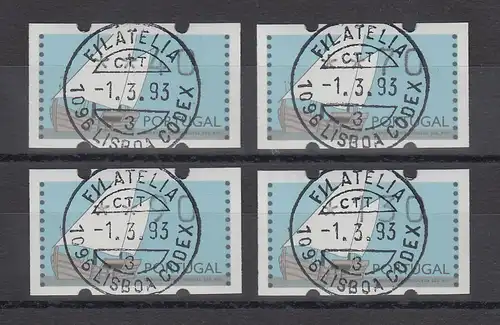 Portugal 1995 ATM Karavelle Mi.-Nr. 5 Satz 40-70-90-130 mit Voll.-O 1.3.93 