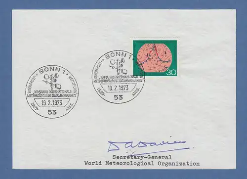 Dr. Davies Secretary-General World Meterological Org. original-Autogramm 1973