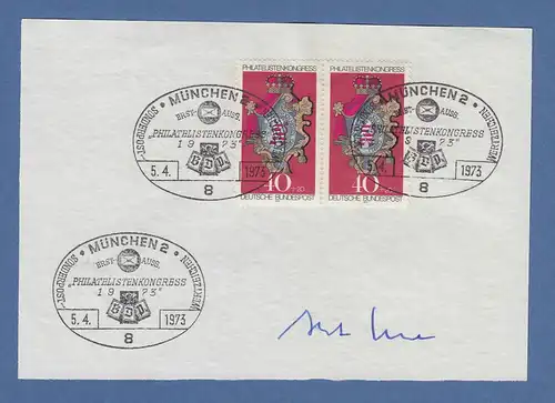 Horst Ehmke Bundesminister für Post- & Fernmeldewesen original-Autogramm 1973