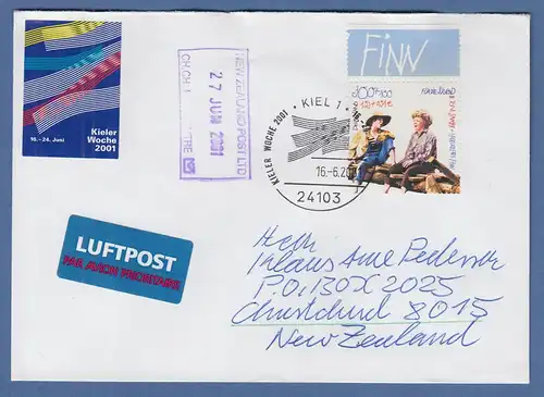 Kieler Woche 2001 LP-Brief mit EF Mi.-Nr. 2194 gelaufen nach Neuseeland