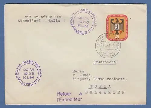 Berlin 1956 Bundesrat Mi.-Nr. 137 als EF auf Ausl.-Drucks. n. Bulgarien mit KLM