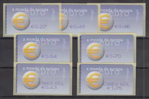 Portugal 2002 ATM €-Einführung SMD Mi-Nr. 40.1.Satz 7 Werte **