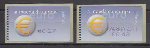 Portugal 2002 ATM €-Einführung SMD Mi-Nr. 40.1 je ein Wert Z1 und Z2 **