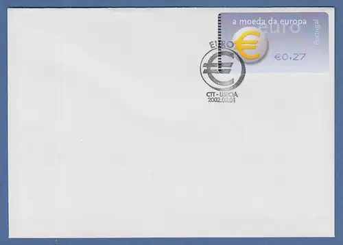 Portugal 2002 ATM €-Einführung SMD Mi-Nr. 40.1.Z1 Wert 0,27 auf blanco-FDC