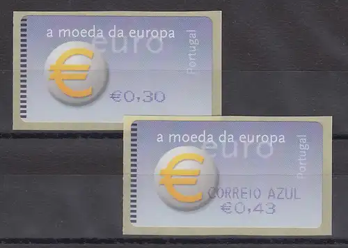 Portugal 2002 ATM €-Einführung SMD Mi-Nr. 40.1. je Wert Z1 und Z2 30 / 43 ** 