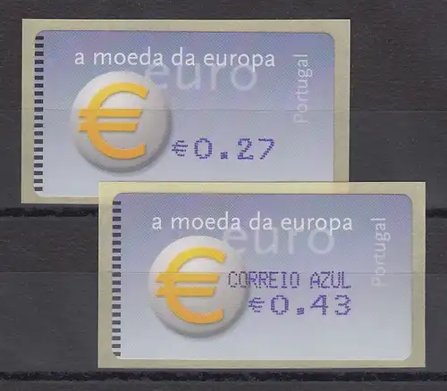 Portugal 2002 ATM €-Einführung Amiel Mi-Nr. 40.2.2 je ein Wert Z1 und Z2 ** 
