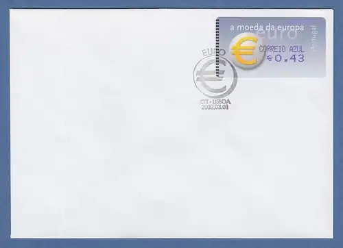 Portugal 2002 ATM €-Einführung Amiel Mi-Nr 40.2.2 Z2 Wert 0,43 auf blanco-FDC