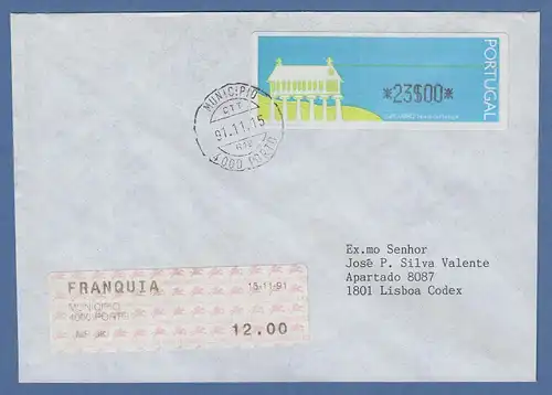 Portugal 1991 ATM Espigueiro Mi.-Nr. 3 Wert 23$ zus. mit SFS auf FDC PORTO