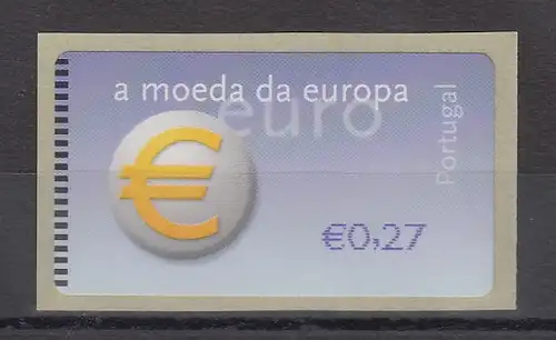 Portugal 2002 ATM €-Einführung NewVision Mi-Nr. 40.3 Z1 Wert 0,27 **