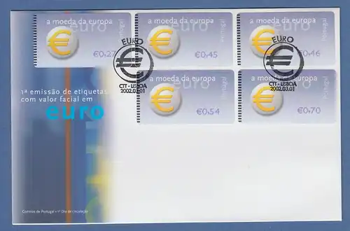 Portugal 2002 ATM €-Einführung NewVision Mi-Nr 40.3 Satz 5 Wte. 0,27 - 0,70 FDC