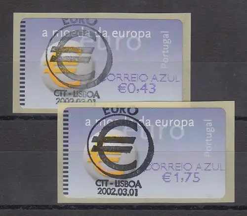 Portugal 2002 ATM €-Einführung NewVision Mi-Nr 40.3 Z2  AZUL 0,43 - 1,75 ET-O