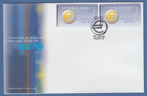 Portugal 2002 ATM €-Einführung NewVision Mi-Nr 40.3 Z2  AZUL 0,43 - 1,75 FDC