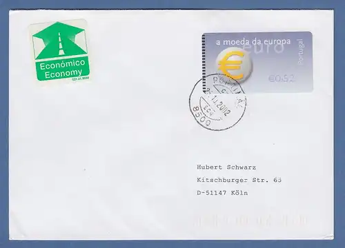 Portugal 2002 ATM €-Einführung NewVision Mi-Nr 40.3 Z1 Wert 0,52 auf FDC nach D