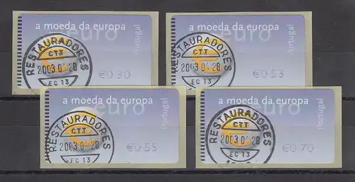 Portugal 2002 ATM €-Einführung NewVision Mi-Nr 40.3 Z1 Satz 30-53-55-70 gest.