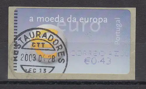 Portugal 2002 ATM €-Einführung NewVision Mi-Nr 40.3 Z2 Wert 0,43 gestempelt