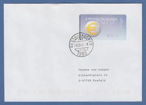Portugal 2002 ATM €-Einführung NewVision Mi-Nr 40.3 Wert 0,55 auf Brief nach D