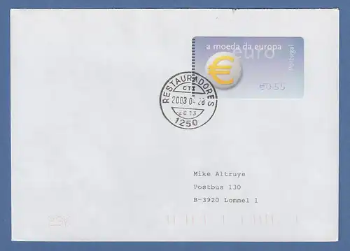 Portugal 2002 ATM €-Einführung NewVision Mi-Nr 40.3 Wert 0,55 auf Brief nach B
