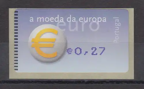 Portugal 2002 ATM €-Einführung Amiel OA Mi-Nr 40.2.1 Z1 Wert 0,27 ** 
