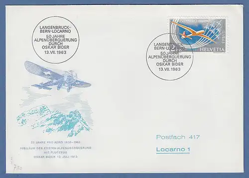 Schweiz 1963 Flugpost-Brief nach Locarno mit 2Fr. Sondermarke Mi.-Nr. 780