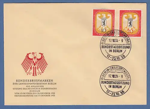 Berlin 1955 Bundestag Mi.-Nr. 129-130 Satz 2 Werte auf amtlichem FDC