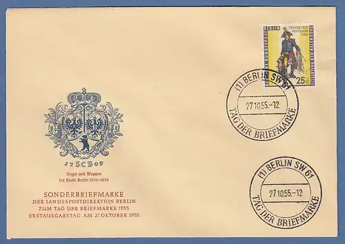 Berlin 1955 Tag der Briefmarke Postillon Mi.-Nr. 131 auf amtlichem FDC