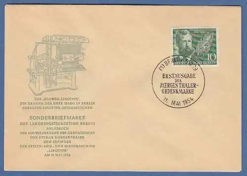 Berlin 1954 Ottmar Mergenthaler Mi.-Nr. 117 auf amtlichem FDC