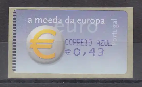 Portugal 2002 ATM €-Einführung Amiel OA Mi-Nr 40.2.1 Z2 AZUL €0,43 **