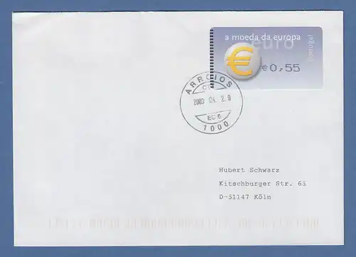 Portugal 2002 ATM €-Einführung Amiel OA Mi-Nr 40.2.1 Wert 0,55 auf Brief 