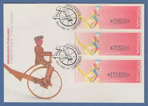 Portugal 1992 ATM Ciclista Mi.-Nr. 6 Offizieller FDC mit Satz 38-70-155 