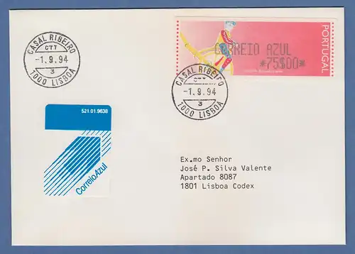 Portugal 1994 ATM Ciclista Mi.-Nr. 6 Z2 Wert AZUL 75 auf FDC mit O CASAL RIBEIRO