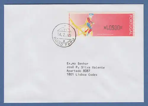 Portugal 1992 ATM Ciclista Mi.-Nr. 6 Z1 Wert 40 auf Inlandsbrief, O FARO 14.2.95