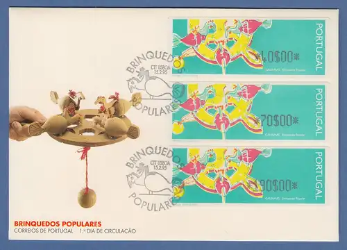 Portugal 1995 ATM Galinhas Mi.-Nr. 9 Z1 Satz 40-70-190 auf offiz. FDC