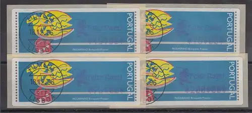 Portugal 1996 ATM Passarinho Mi-Nr 13.1.2 Z1 Feliz Natal Satz 45-75-95-200 ET-O