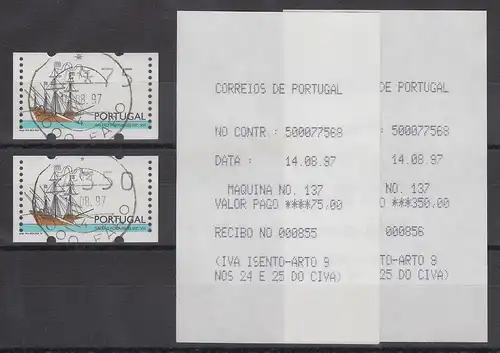 Portugal 1997 ATM Galeone mit DV Mi.-Nr. 15 Z2 Azul-Satz A75 - A350 O mit AQ