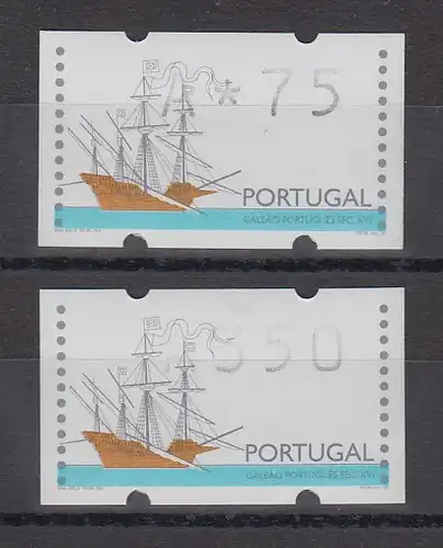 Portugal 1997 ATM Galeone mit DV Mi.-Nr. 15 Z2 Azul-Satz A75-A350 2 Werte **