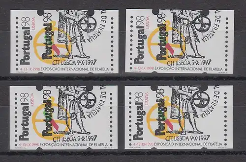 Portugal 1997 ATM PORTUGAL'98 Mi.-Nr. 16 Z1 Satz 45-80-100-140 mit ET-O 9.10.97
