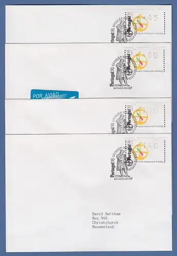 Portugal 1997 ATM PORTUGAL'98 Mi.-Nr. 16 Z1 Satz 45-80-100-140 auf 4 FDC's
