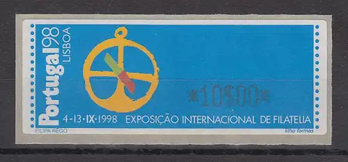 Portugal 1997 ATM PORTUGAL'98 Mi.-Nr. 17.2 Z1 Wert 10 ** 