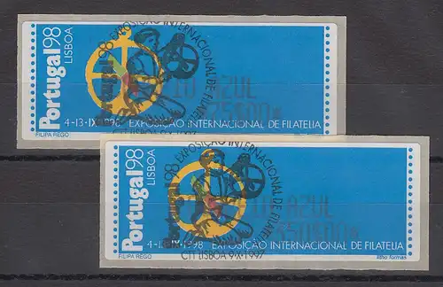 Portugal 1997 ATM PORTUGAL'98 Mi.-Nr. 17.2 Z2 Satz AZUL 75-350 mit ET-O
