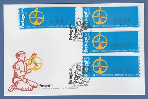 Portugal 1997 ATM PORTUGAL'98 Mi.-Nr. 17.2 Z1 Satz 45-80-100-140 auf offiz. FDC