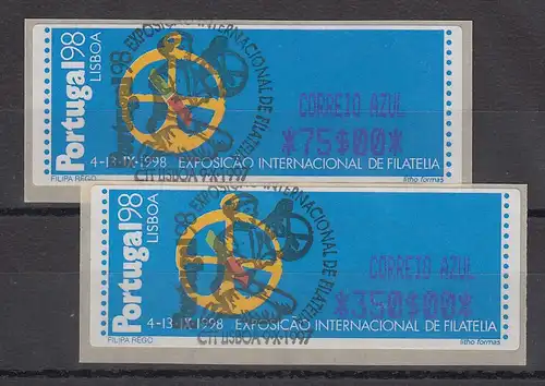 Portugal 1997 ATM PORTUGAL'98 Mi.-Nr. 17.1 Z2 Satz AZUL 75-350 mit ET-O