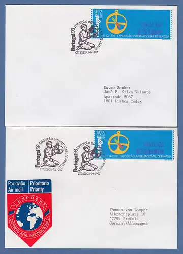 Portugal 1997 ATM PORTUGAL'98 Mi.-Nr. 17.1 Z2 Satz AZUL 75-350 auf 2 FDC's