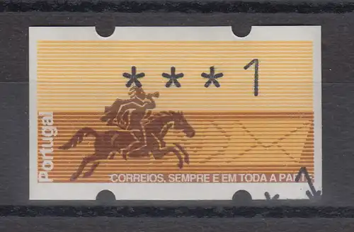 Portugal 1990 ATM Postreiter Mi.-Nr. 2 Doppeldruck ** unten rechts kl. Teil